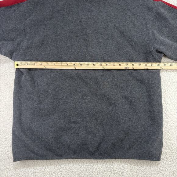 Vintage Eddie Bauer High Neck Sweatshirt Mens M Grey Red Stripe Pullover Y2K - Picture 6 of 7